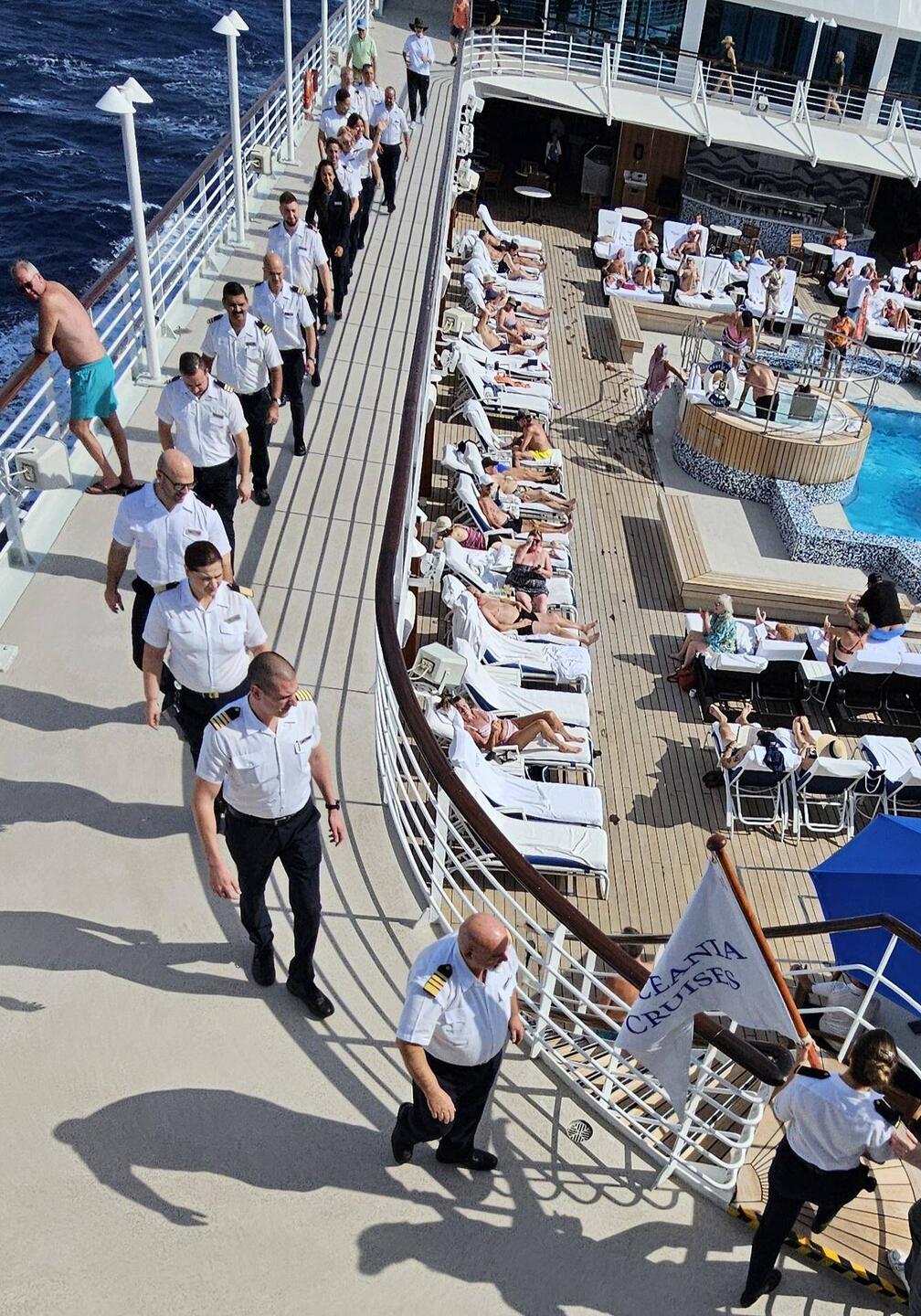 Officers parade on deck