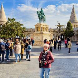 Statue of St Stephen at Fisherman's Bastion ... Buda Castle — Budapest, Hungary.