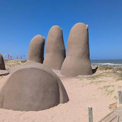 "Los dedos" statue. The fingers is a classic selfie spot here.