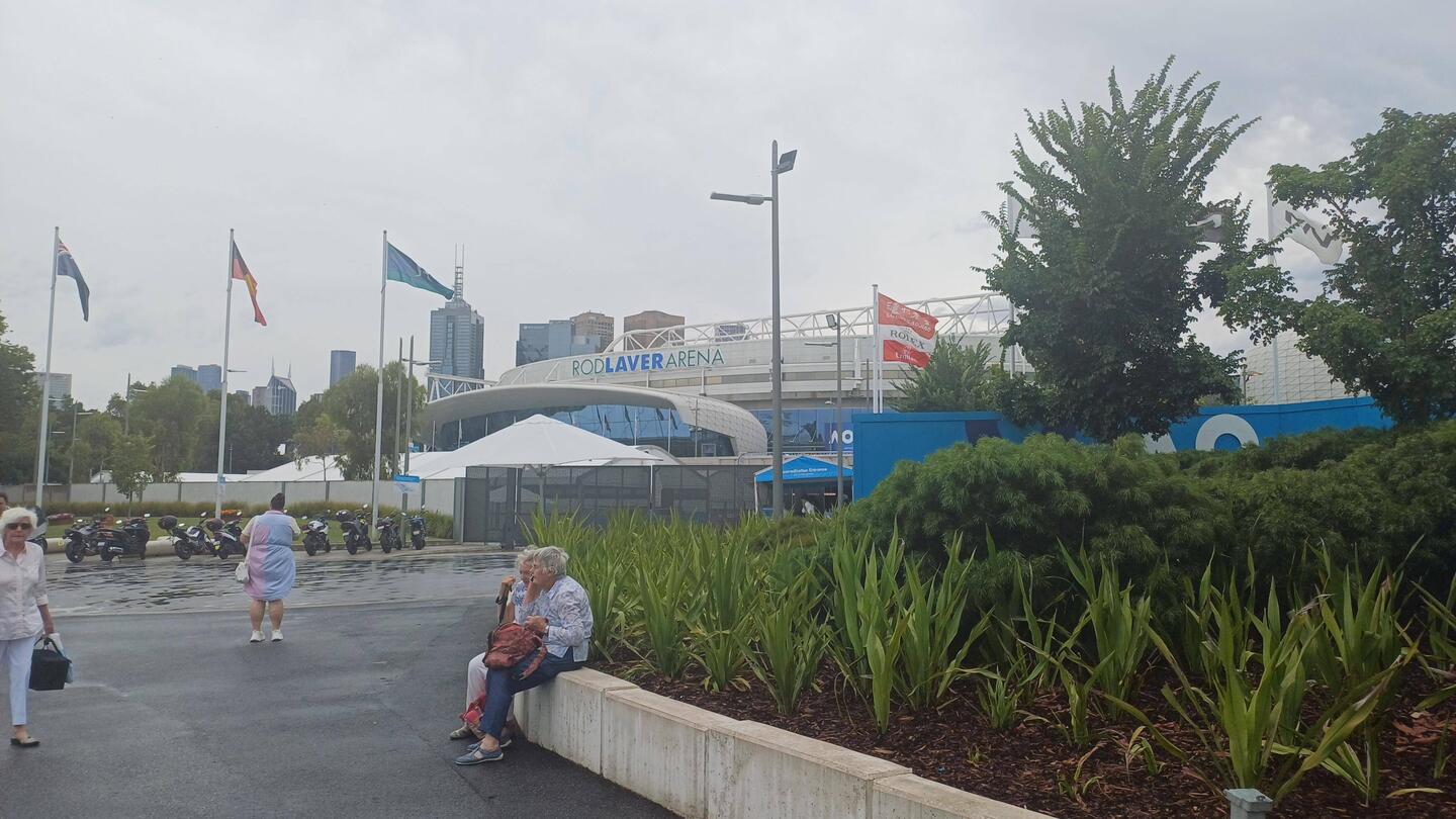 Outside tennis complex Melbourne Park