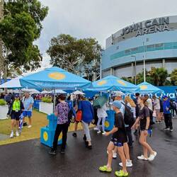 Inside entrance, free sunscreen