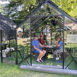Brunch in a glasshouse out in the garden at the Cardrona Hotel