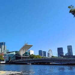 Yarra river and convention centre and ferris wheel