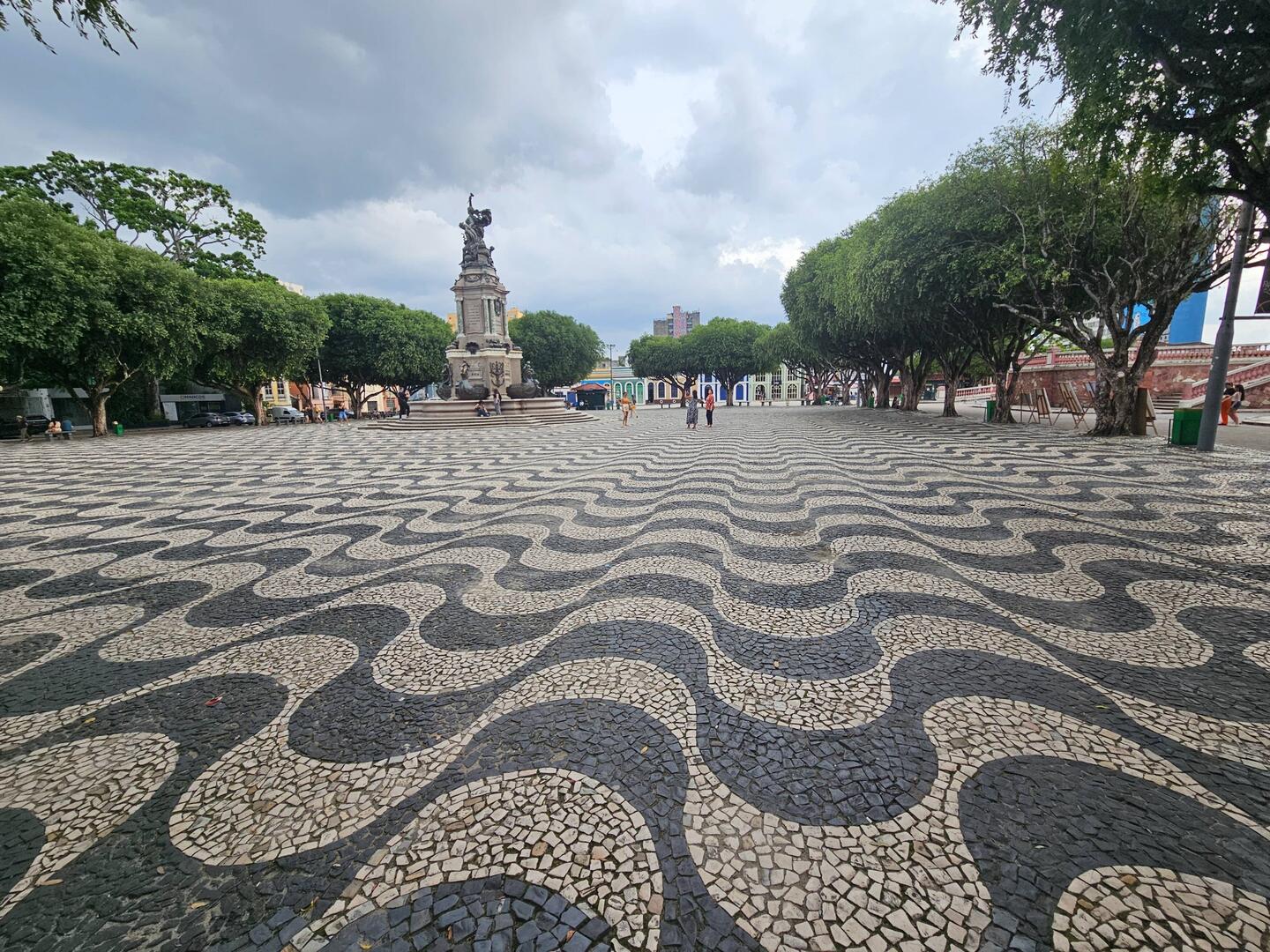 The plaza outside the theater. The patterns give it a 3D effect.
