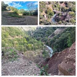 Steiler Weg runter zum Fluß Neda, hier sind wir schon zu Fuß unterwegs