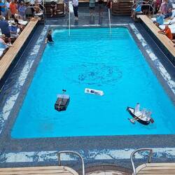 Sea trials for the boat building competition, the Aussie entry had some serious listing problems