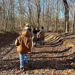 Hiking in the backyard and enjoying the fresh air outside!