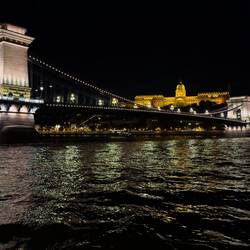 From our cabin as Rinda prepares to sail ... Chain Bridge and the former royal palace — Budapest.