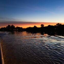 Colorful sunrise as we cruise the Danube toward Mohács, Hungary.