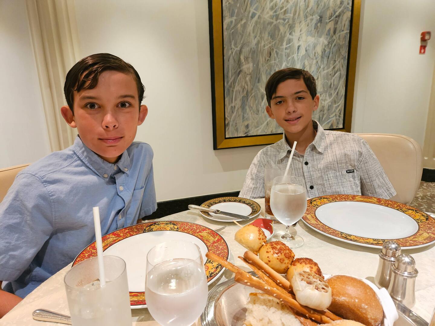 Boys at dinner at Toscana