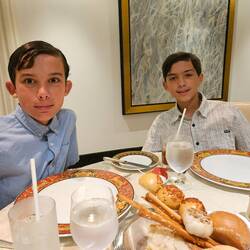 Boys at dinner at Toscana