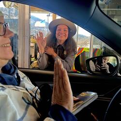 We got sworn in as Jr. Rangers in our car.