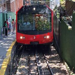 The cog tram up to the statue of Christ the Redeemer.