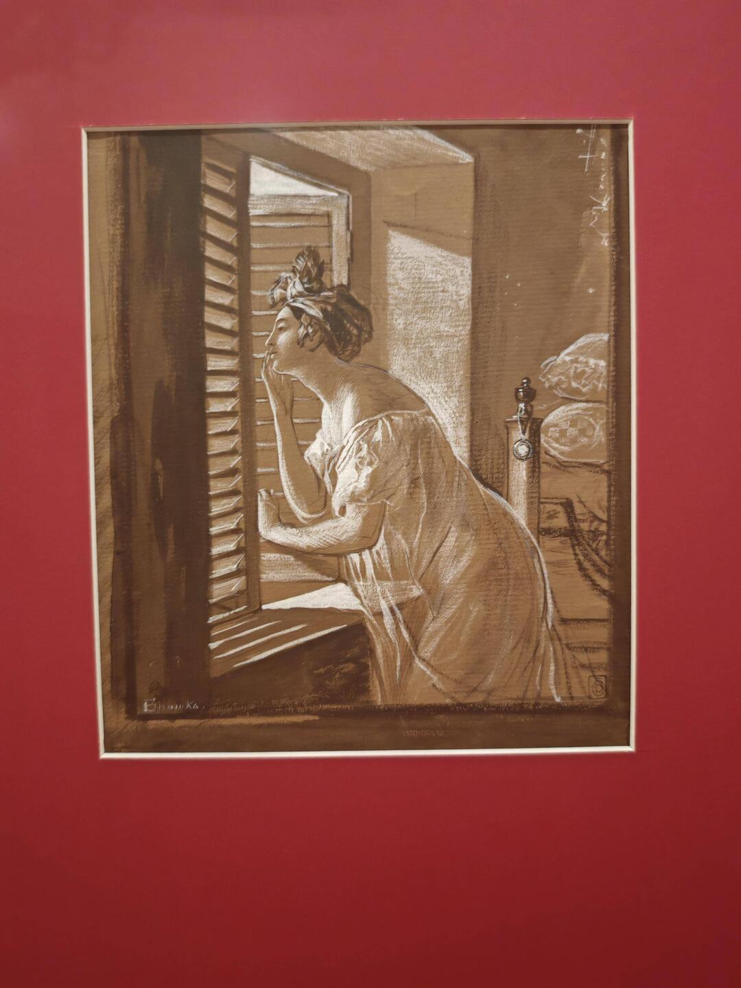 Женщина, посылающая поцелуй из окна (1826)