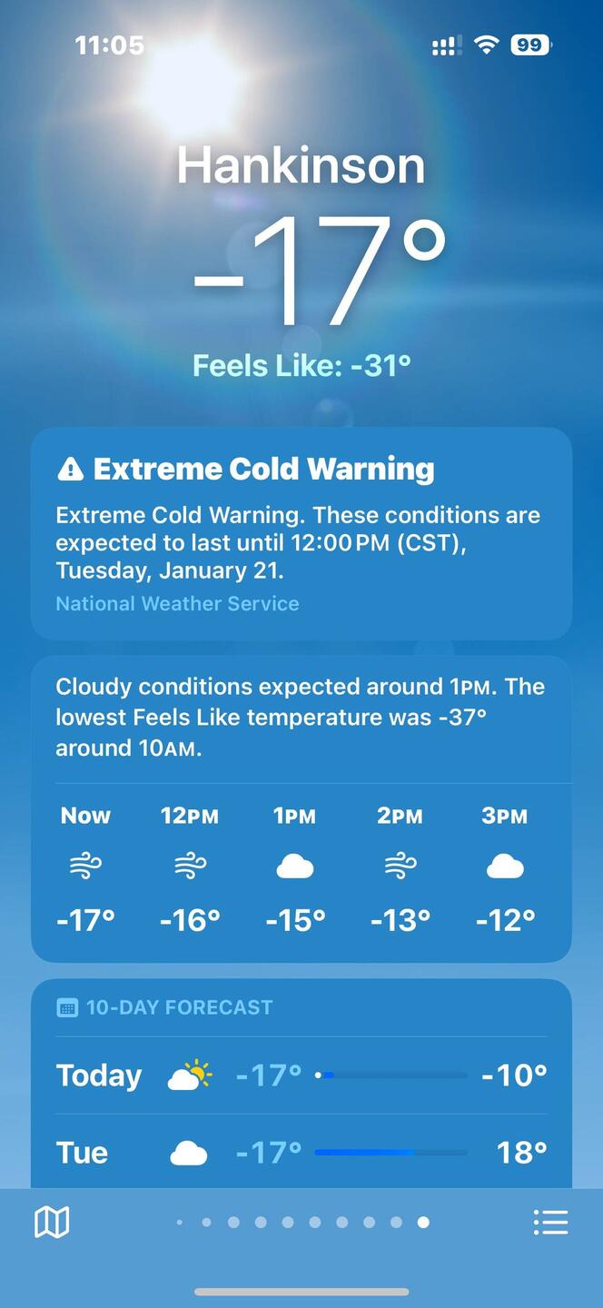 "Feels like -31"! What the locals are telling us "you came at the most brutal time of the year!"
