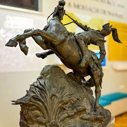 Sculpture by Holló Barnabás; depicting King Louis II fleeing the Mohács battlefield.