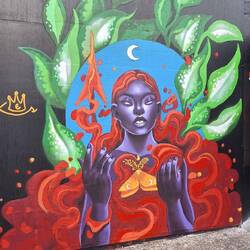 A piece of tactile art designed for blind people including descriptions in braille.