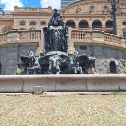 Fountains alongside the theatre.