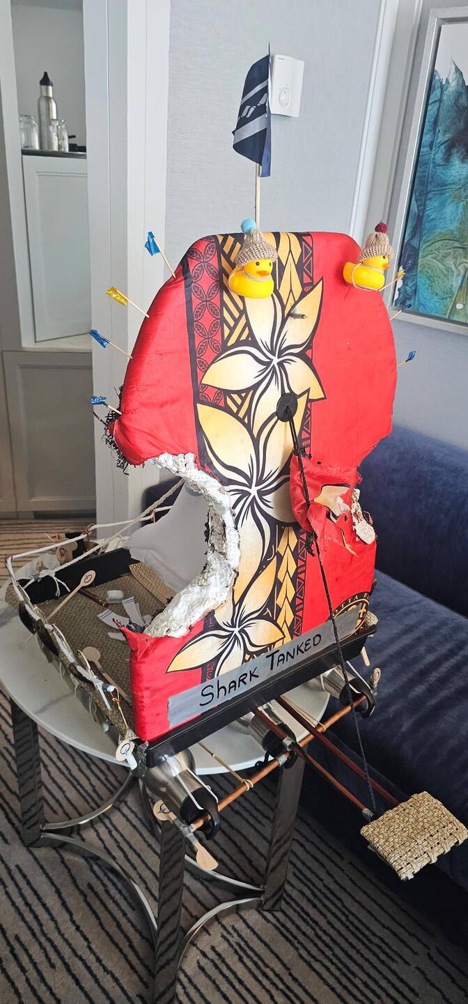 Boat building continues: our vessel gets a name & some observational ducks.