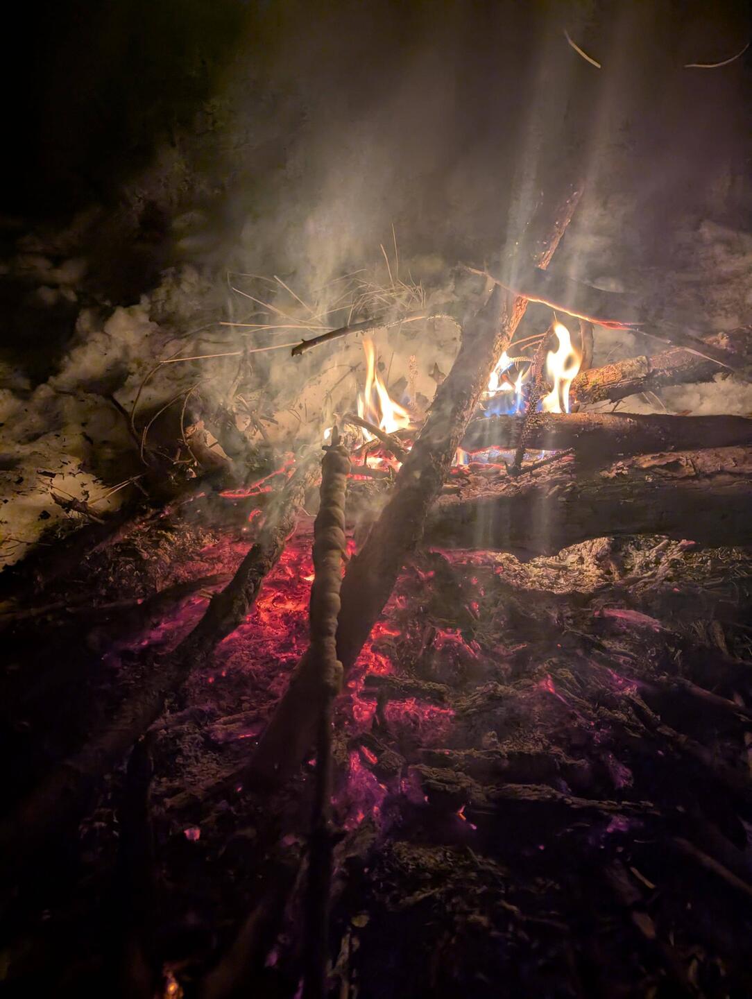 Angenehme Temperaturen auf dem Berg durch eine Inversionswetterlage auch ohne Lagerfeuer