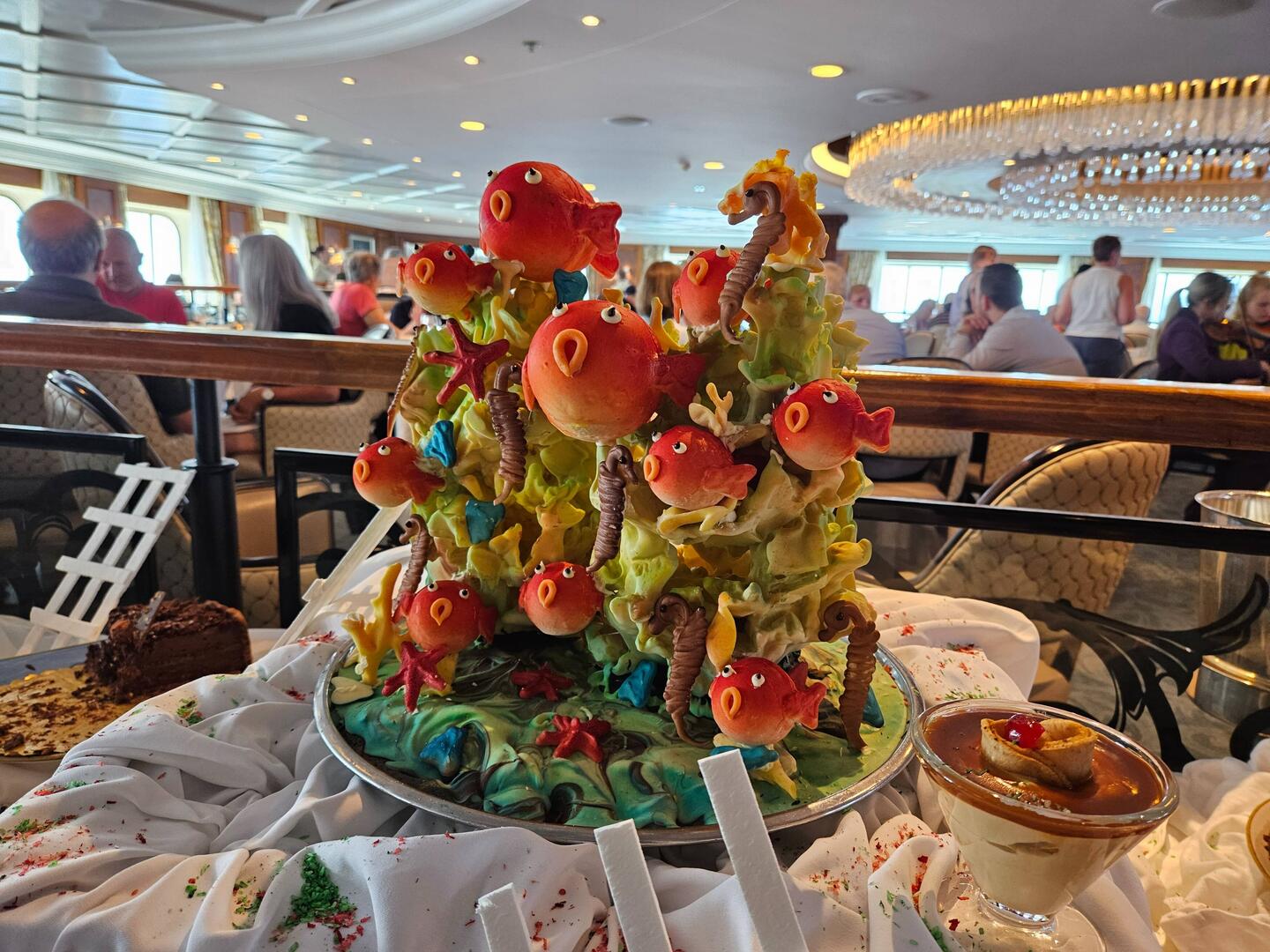 Chocolate sculpture at brunch