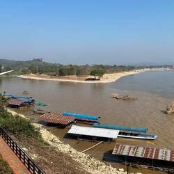 Looking toward Myanmar. To the right of the split in the river is Laos