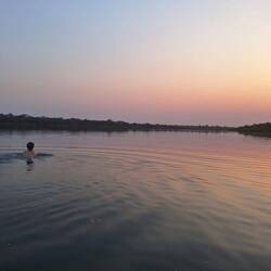 Baden im Sonnenuntergang