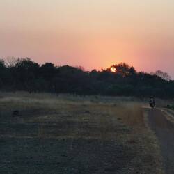 Wie eine Kugel geht die Sonne wieder unter