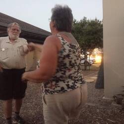 Saskia and Terry having a bop to the live music