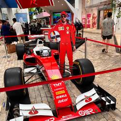 Herr Vettel mit Rennwagen