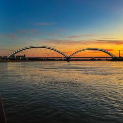 The New Zezelj Bridge at sunrise — Novi Sad, Serbia.