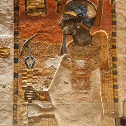 Relief mural du pharaon égyptien, tombe de Ramsès III