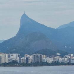 Corcovado rising above the city in the haze