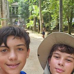 The crew in the botanical gardens.
