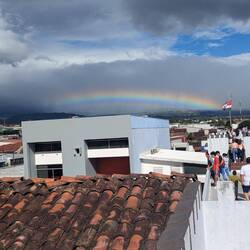 View from the roof. We have seen a lot of rainbows but this is the first complete one