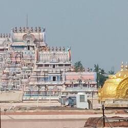 View of the golden roofed sacred enclosure and beyond from the viewing point