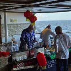 Chef Farid doing his thing in full regalia on Lunar New Year.
