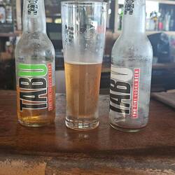 Local beer (vodka- & tequila-flavored. Meh.)