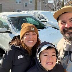 The morning of our departure and yes it was the first day it snowed in NJ. Mateo's wishes came true!