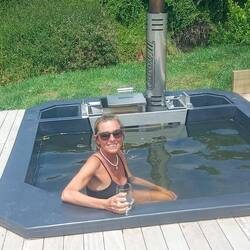 Hot tub in the garden fuelled with wood