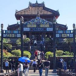 Traditional Copper Gate and Minh Lau Pavilion in Mausoleum of Minh Mang