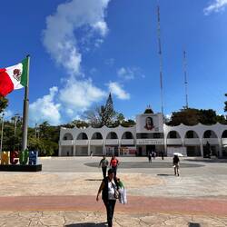 Stadthaus bei Tag - mit Fahne