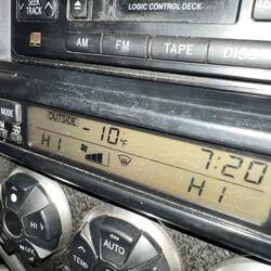 Here's what the temp was last week. Luckily the little house is being heated by the gas fireplace.