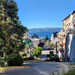 Steep curvy street at the bike shop. So steep I had to walk the bike down!