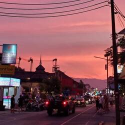 The sunset as we walked to the night market!
