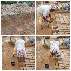 Brick manufacture, first stage; raw materials, shape, leave for one week