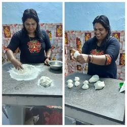 Preparing Paratha flatbread
