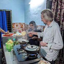 Serving a freshly cooked poppadom