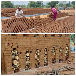 Brick manufacture, second and third stages; dry for one week / smoke in kiln for one week