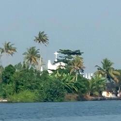 View of a church along the waterway